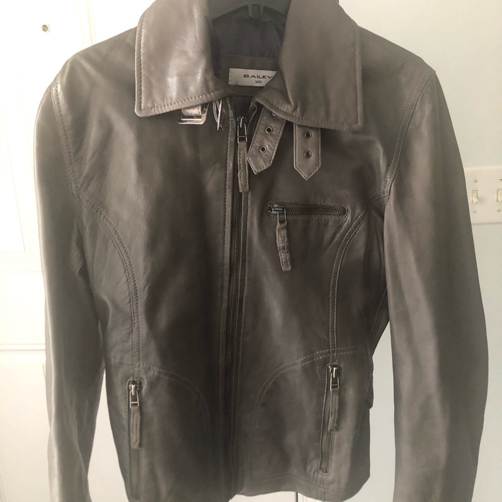 Lamb skin leather jacket in grey - medium size